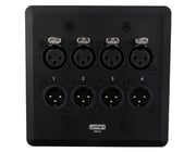SoundTools WallCAT 8 XLR Black Two Gang Wall Panel with 4 Female and 4 Male XLR to RJ45