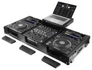 Odyssey FZGS12CDJWXD2BL Black Coffin Case for DJ Mixer and Two Media Players with Glide Platform