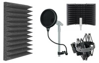 Auralex Voice Over Sound Treatment Bundle Accessory Bundle with Foam Wedges, Reflection Filter and More