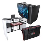 ProX XF-MESA-MEDIA MESA MEDIA Portable DJ Facade Table Station with TV Mount, Scrims and Bag