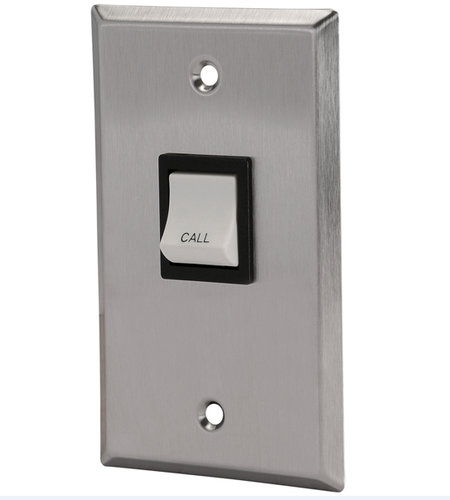 Quam CIB3 Single-Gang Wall-Mount Momentary Rocker Actuator Call-In Switch With Stainless Steel Faceplate