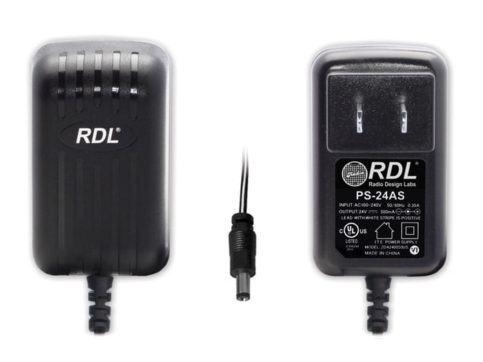 RDL PS-24AS 24Vdc Switching Power Supply, North American AC Plug, 500mA, Dc Plug