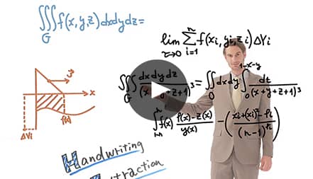 Video Thumbnail: A person standing while hand-drawing math equations on a large transparent screen.