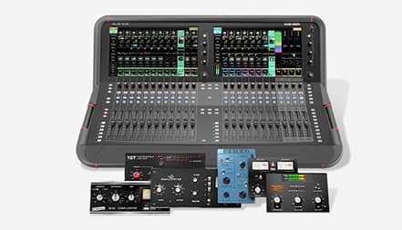 Selection of digital mixers plugins and a mixing console