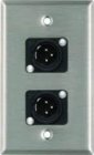 Single Gang Wallplate with 2 Plastic XLRM Jacks, Steel