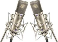 Neumann U 87 Ai/Z-STEREOSET Matched Pair of Large Diaphragm Multipattern Condenser Microphones with Accessories, Nickel 