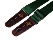 2" Dark Green Polypro Guitar Strap with Brown Locking Ends