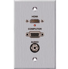 PanelCrafters PC-G1796-E-P-W  Single-Gang Wallplate with HDMI Pigtail, VGA and 1/8" TRS Female Pass Through