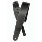 2.5" Wide Black Leather Guitar Strap with Contrast Stitching