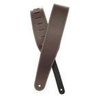 D`Addario 25LS01-DX 2.5" Wide Brown Leather Guitar Strap with Contrast Stitching