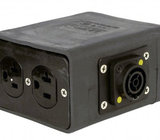 Lex DB20T1-SBPC 20A Powercon True1 Quad Box to (2) NEMA 5-20 Duplex Receptacles