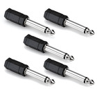 Hosa GPM179-FIVE-K  Stereo 3.5mm TRS - 1/4" TS Adapter 5 Pack Bundle 