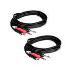 Hosa CMP153-TWO-K  3' 3.5MM TRS - Dual 1/4" TS Audio Cable 2 Pack Bundle 