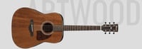 Ibanez AW54CEOPN Open Pore Natural Artwood Series Dreadnought Cutaway Acoustic/Electric Guitar with AEQ210TF Preamp