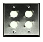 Whirlwind WP2/4H  Dual Gang Wallplate Punched for 4 Whirlwind/Switchcraft D3F Connectors, Silver