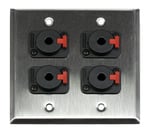 Whirlwind WP2/4QW Dual Gang Wallplate with 4 1/4" Jacks, Silver