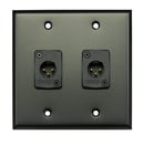 Whirlwind WP2B/2MW  Dual Gang Wallplate with 2 Whirlwind WC3M XLRM Connectors, Black