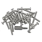 Quam KIT#94  #6-32 1" Button Head Stainless Screws, Driver Bit, 24 Pack 