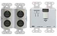 RDL DDS-RN40C Wall-Mounted Dante Interface, 4 XLR In, 2 T Block Out, Custom, Stainless Steel