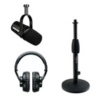 Shure MV7 Essentials Bundle USB / XLR Podcast Microphone with SRH440 Headphones and a Gator Desktop Stand