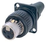 Neutrik NC3FDX-EMC-SPEC 3-pin Female EMC-XLR Panel Mount Connector with Enhanced RF Screening