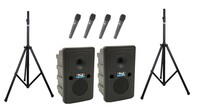 Anchor Go Getter COPM-4 1x 80W U4 Powered Speaker, 1x Companion Speaker, 4x Wireless Microphones and 2x Stands