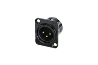 REAN RC3MDL-B  3 Pole XLR Male Chassis Connector, Black / Gold 