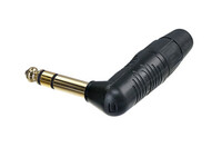 REAN RP3RC-B  3 Pole 1/4" Stereo Right-Angle Plug, Black / Gold