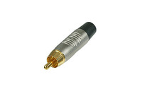 REAN RF2C-AU-0  RCA Plug with Gold Plated Contacts, Nickel Shell, Black Boot