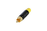 REAN RF2C-B-4-D  RCA Plug with Gold Contact, Black, Yellow Boot, 100ct Box