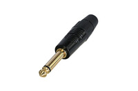 REAN RP2C-B  2 Pole 1/4" Mono Plug, Black / Gold