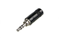 REAN NYS231B-U  3 Pole 3.5mm Stereo Plug with Crimp Strain Relief, Black / Silver, Bulk