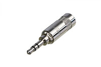 REAN NYS231-U  3 Pole 3.5mm Stereo Plug with Crimp Strain Relief, Nickel / Silver, Bulk