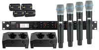 Shure ULXD24Q/B87A-G50 ULXD Quad Channel Handheld Wireless Bundle with 4 B87A Mics, 4 Batteries, 2 Chargers, in G50 Band