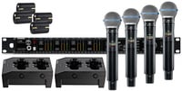 Shure AD24Q/B58-G57 Axient Quad Channel Handheld Wireless Bundle with 4 B58 Mics, 4 Batteries, 2 Chargers, in G57 Band