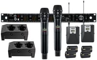Shure AD124Q/KSM8B-G57 Axient Quad Channel Combo Wireless Bundle with 2 KSM8B Mics, 2 Bodypacks, 4 Batteries, 2 Chargers, in G57 Band