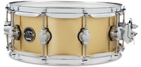 DW Performance Series 5.5x14" Polished Brass Snare Drum Performance Quarter-sized Lugs, TruePitch Tuning Tension Rods, and MAG throw-off