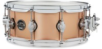 DW Performance Series 5.5x14" Polished Copper Snare Drum Performance Quarter-sized Lugs, TruePitch Tuning Tension Rods, and MAG throw-off