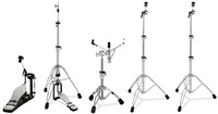 Pacific Drums 300 Series 5-piece Drum Hardware Pack 2 Cymbal Stands, Hi-hat Stand, Concept Series Single Bass Drum Pedal, and Heavy Snare Stand