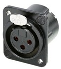 Neutrik NC3FD-LX-M3-B Receptacle DLX Series 3-Pin Female with M3 Tapped Mounting Holes, Solder, Black/Gold