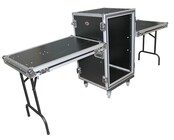 ProX T-18RSP24DST  18U Vertical Shockproof Amp Rack Case W-Side Tables and 4 Casters