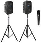 Anchor LIBERTY3-HUBCON-1-S 2 PA Speakers with Liberty 3 Connect and 1 Mics, 2 Stands