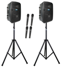 Anchor Liberty 3 Dual Hub 4 Mic 2 Stand Kit 2 Battery Powered PA Speakers with 4 Mics and 2 Stands