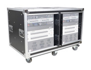 ProX T-2X12USLAM24 2x 12U 24" Deep Vertical Rack Shock Mount Case with 2 Sliding Slam Doors and 6x 4" Caster Wheels