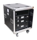 ProX T-12USLAM20 12U 20" Deep Vertical Rack to Rack Shock Mount Case with 2 Sliding Slam Doors and 4" Caster Wheels