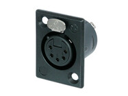 Neutrik NC5FP-B-1 [Restock Item] 5-pin XLRF Rectangular Panel Receptacle, Black with Gold Contacts