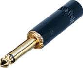 REAN NYS224BG 1/4" TS Cable Connector with Gold Contact and Black Shell