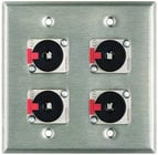 Dual Gang Wallplate with 4 Locking 1/4" TRS Jacks