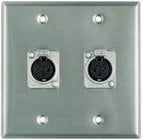 Dual Gang Wallplate with 2 Latching XLRF Jacks, Steel