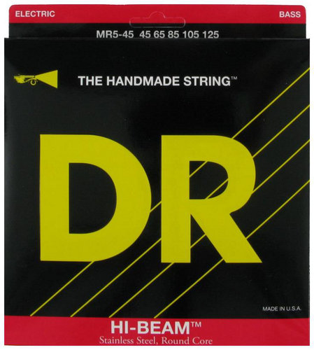 DR Strings MR5-45 Medium Hi Beam 5-String Electric Bass Strings, 45-125